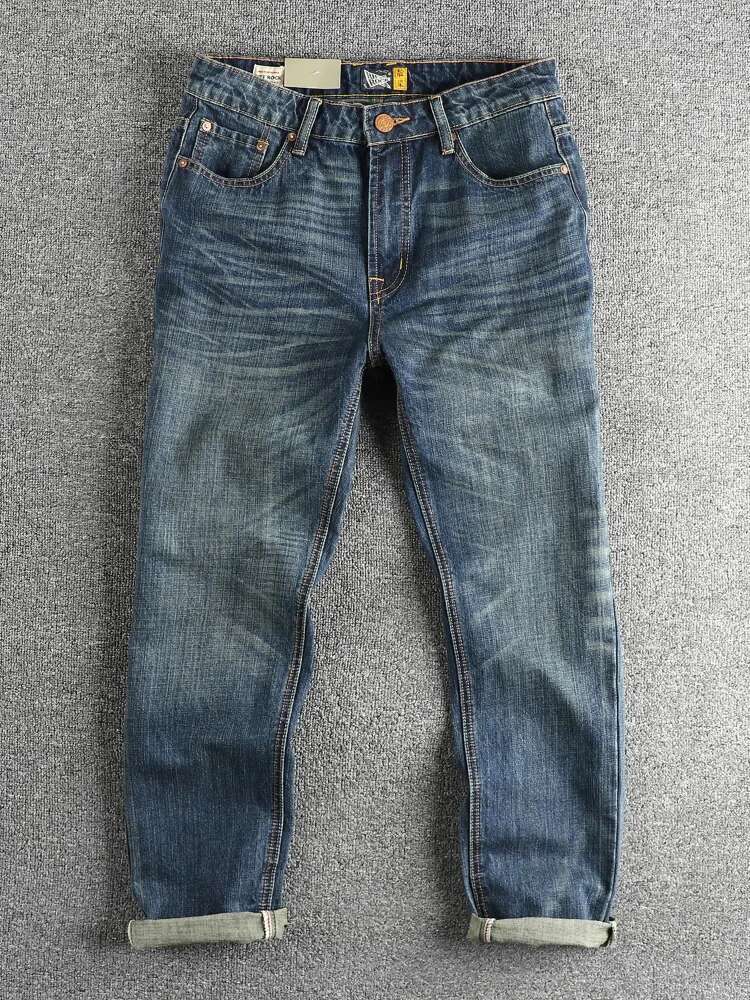 2025 Spring And Autumn New American Retro Men's Washed Straight Leg Jeans Fashion Comfortable 97% Cotton Cargo Casual Pants