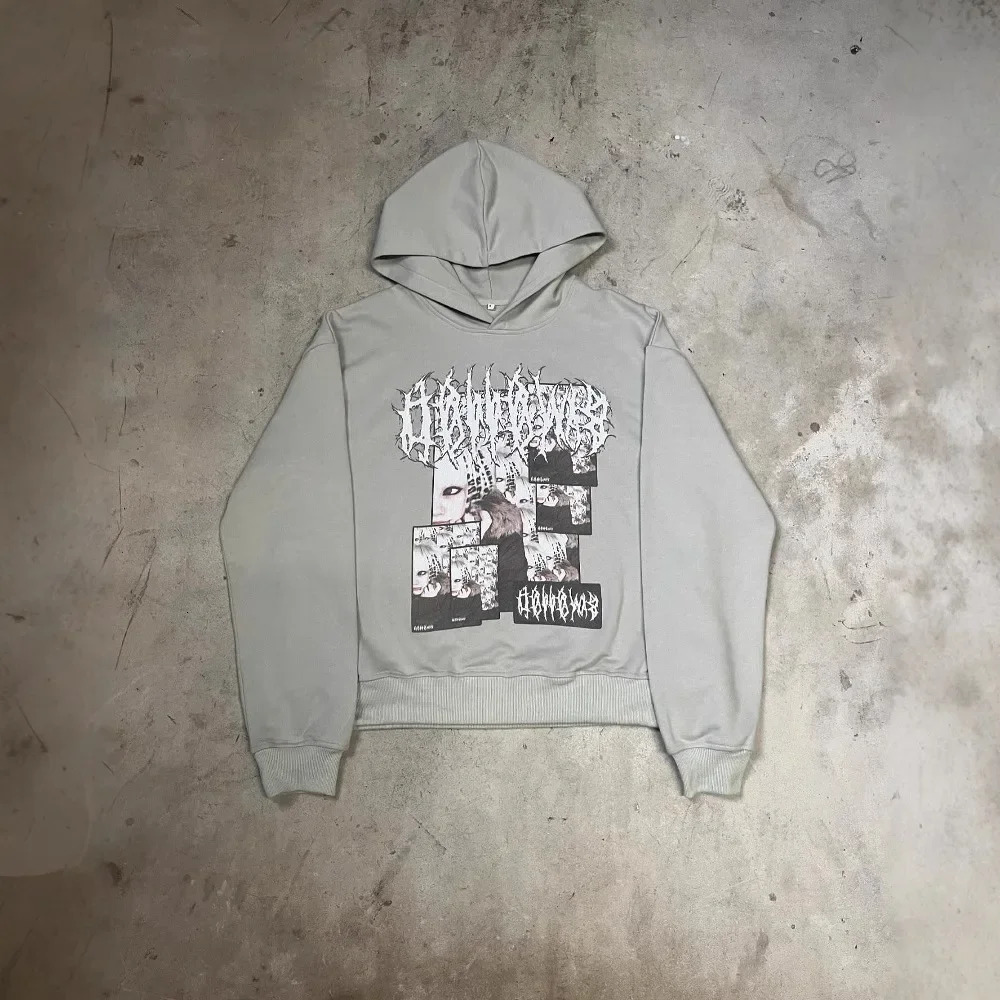 Y2k autumn and winter fashion trend pattern print men hoodie retro streetwear hip-hop punk tops for men and women demon slayer 250303