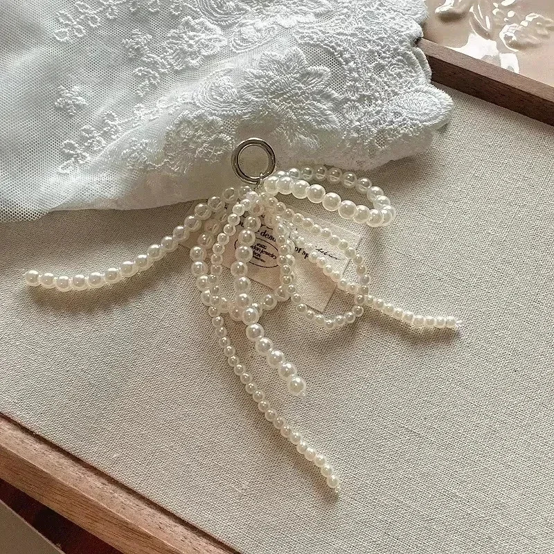 2 handmade shoe clips doublelayer pearl bead bow charm shoe buckle decoration bag pendant bow keychain accessories 250218