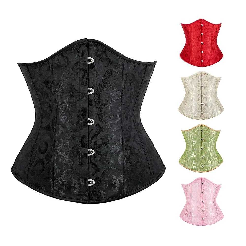 Jacquard Underbust Corset Tops Women Gothic Vintage Bustier Plastic Bones Basques Body Shaper Waist Cincher CorsetXJ250304