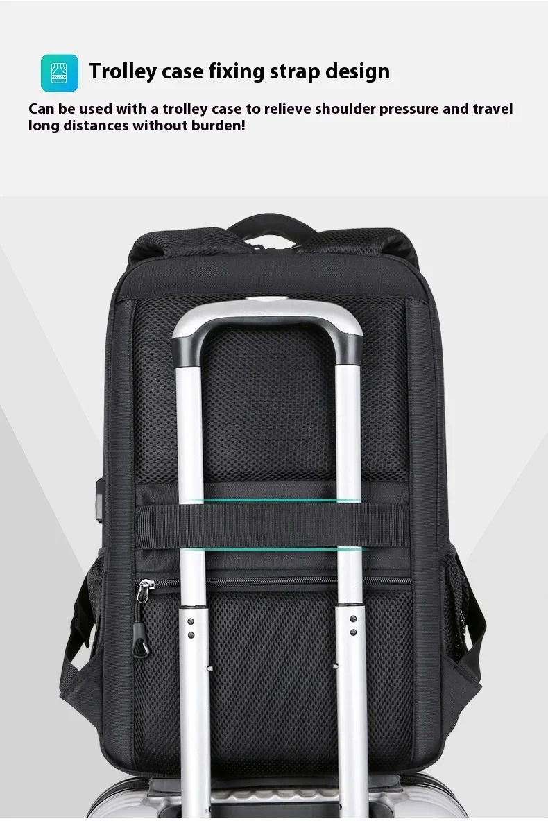 Ship from US Mens Multifunctional Computer Backpack Simple Waterproof Large Capacity Womens Travel Bag Suitcase USB Charging 250304FBB