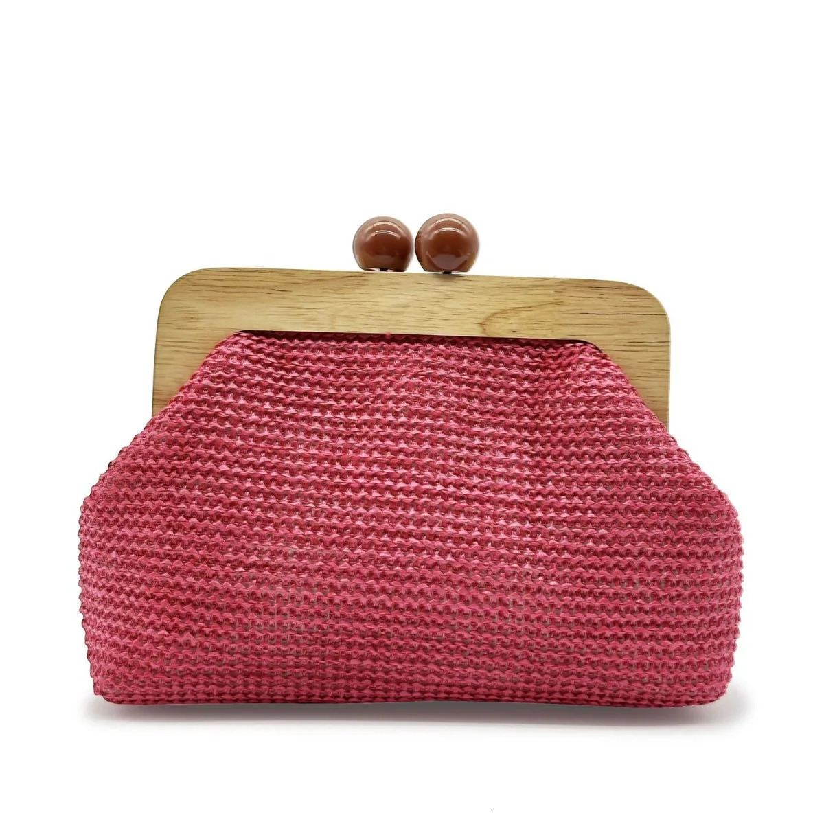 Fashion Wooden Clip Shell Clutch Bags for Women Straw Chains Shoulder Crossbody Casual Summer Beach Bag Elegant Party Purse 250303