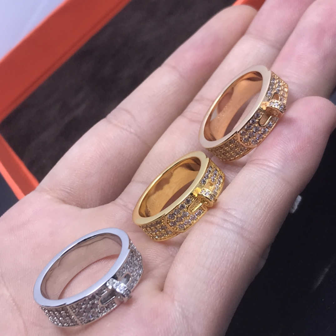Couple Rings New pig nose ring high version sky star h couple ring plated 18k rose gold diamond ring H25303