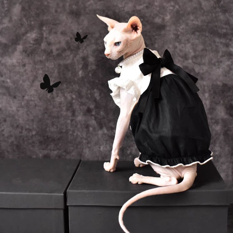 Sphinx Hairless Cat German Cat Cat Clothes Pure Cotton Summer Thin Breathable Cute Black and White Skirt