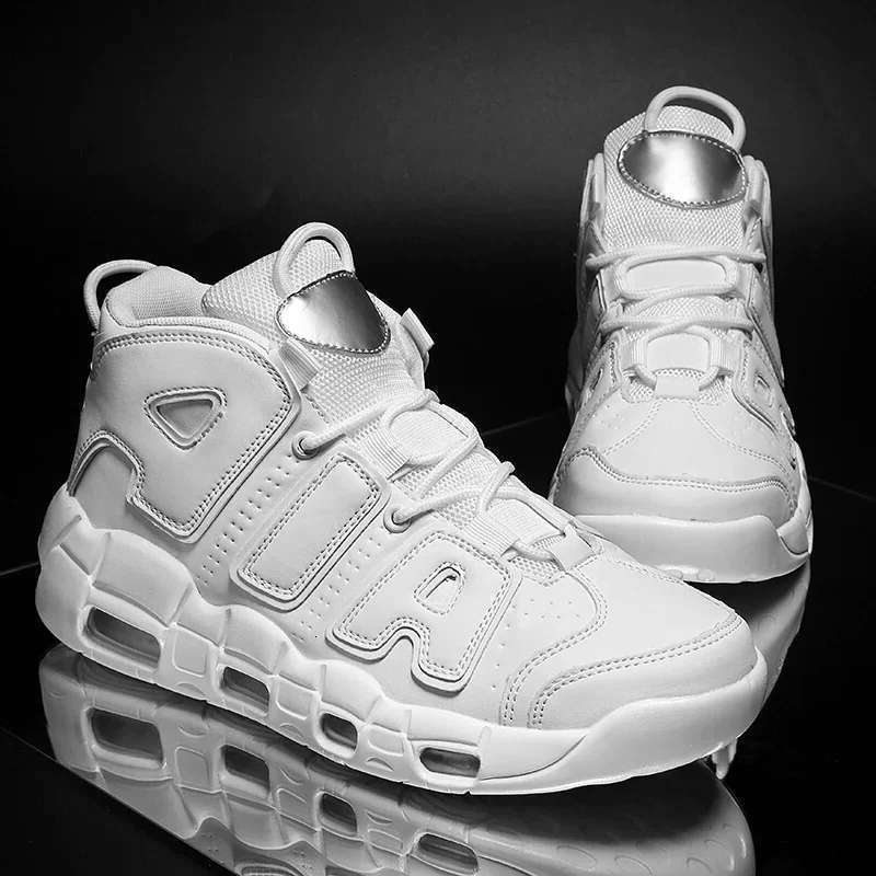 Men's summer top basketball, ju nior high sc hool stu dents, white shoes, air cushion, increased thickness, thick soles
