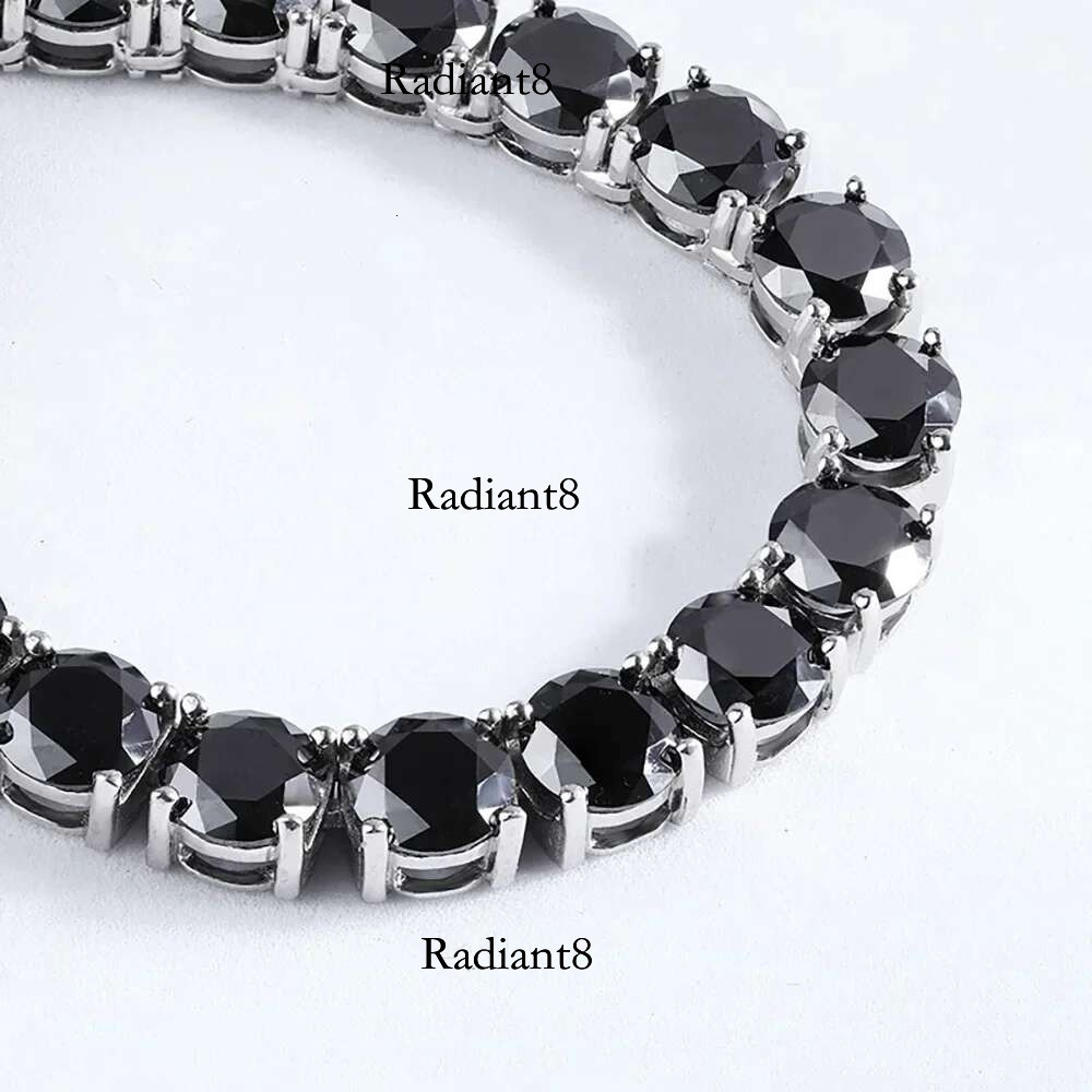3/4/5/6.5mm Black Moissanite Tennis Necklaces with Certificates Sterg Sier Lab Dia Hiphop Neck Chain For Women Men