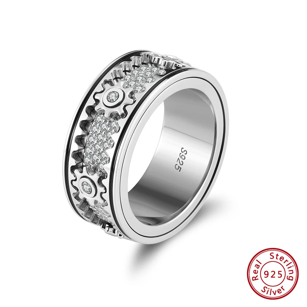 KISS MANDY Vintage 925 Sterling Silver Cubic Zirconia Finger Rings Hip Hop Punk Men Women Dainty Rhodium Ring Jewelry NMR14 250227