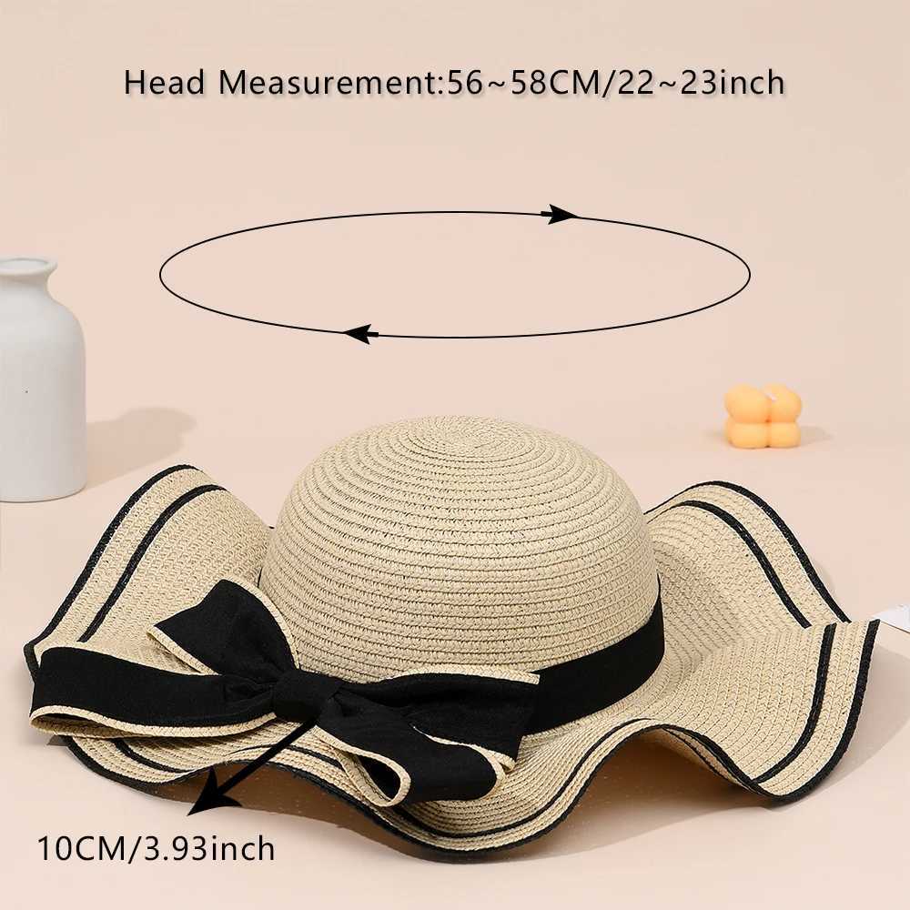 Butterfly Hat Spring/Summer Womens Flower Ribbon Sweet Big Brim Str Weaving Breathable Seaside Vacation Sun Protection HatXJ250304