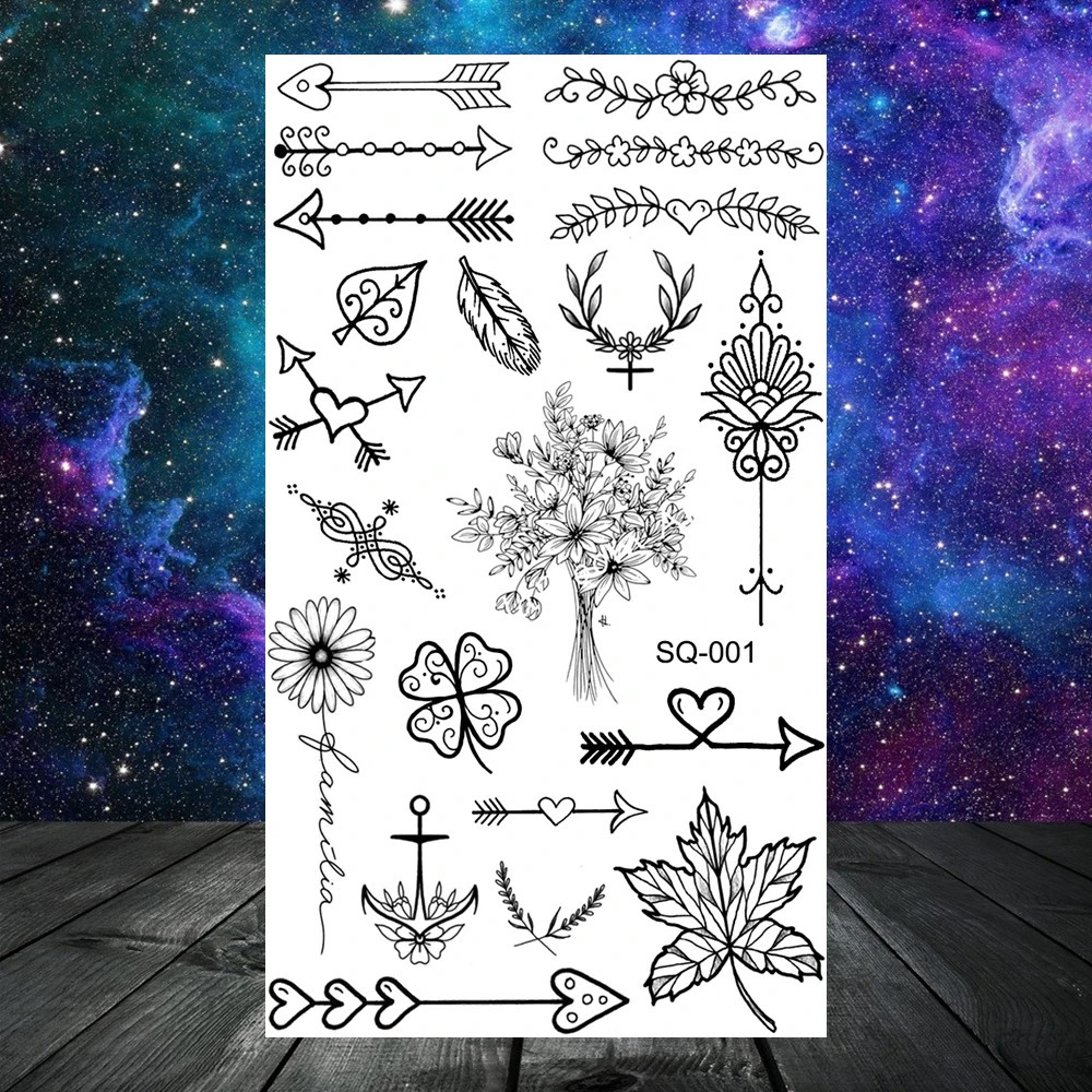 Little Wings Skull Infinity Temporary Tattoos For Women Men Adult Butterfly Snake Realistic Tattoo Body Maple Leaf 250219