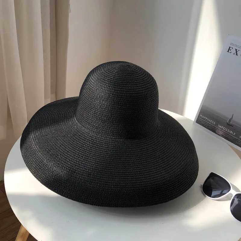 Summer Hepburn Style Sun Hat for Women Girls Vintage Design Str Hat Sun Protection Solid Color Beach Holiday Big Sun CXJ250304