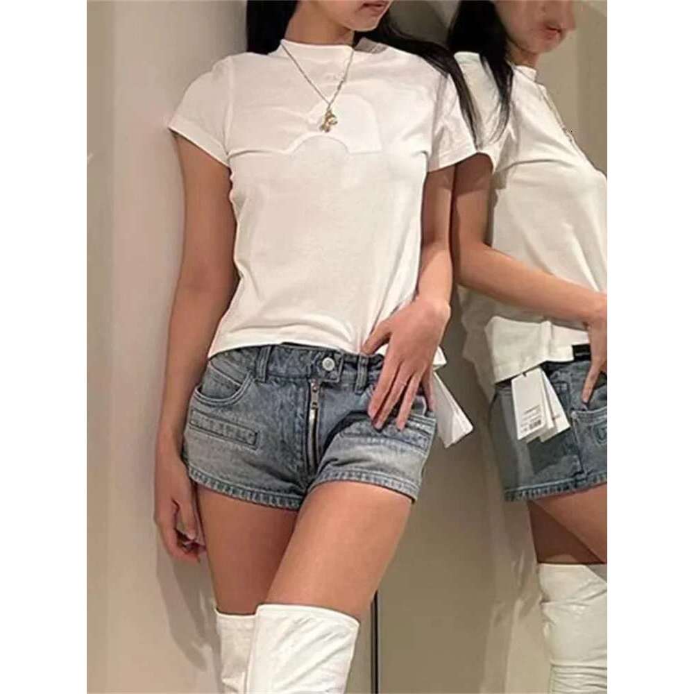 Clearance Price Spring Summer Women Fashion T-Shirt All-Match Ladies Letters Ral Print Solid Color Tee Tops