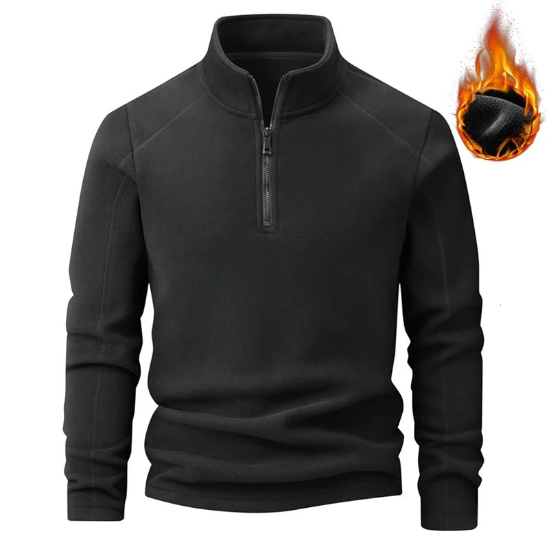 Large size winter sports shirt mens stand up collar warm pull half zipper polar wool big Plus 9XL loose fit 250304