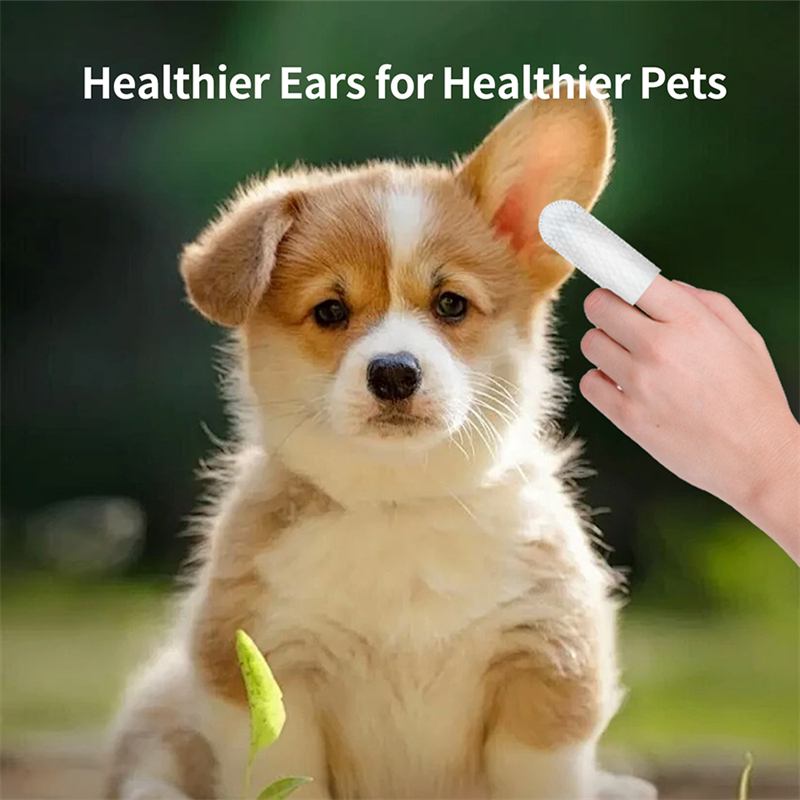 Dog Ear Cleaner Wipes Finger Wipes for Dogs Cleaning, Soothing, and Deodorizing Itchy Ears Pet Ear Relief Solution
