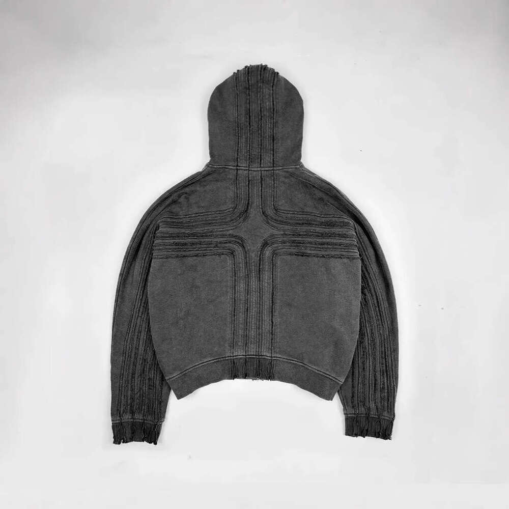 Street loose 3D printed cross design hoodie, autumn and winter trendy zipper couple heavy-duty hoodie