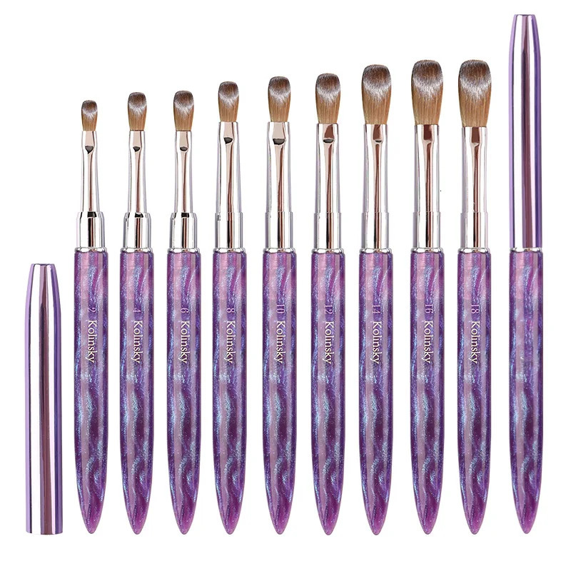 1Pc Purpie Kolinsky Nail Art Brush Acrylic UV gel Extender nail polish Painting Brush Nail Art Brush 250304