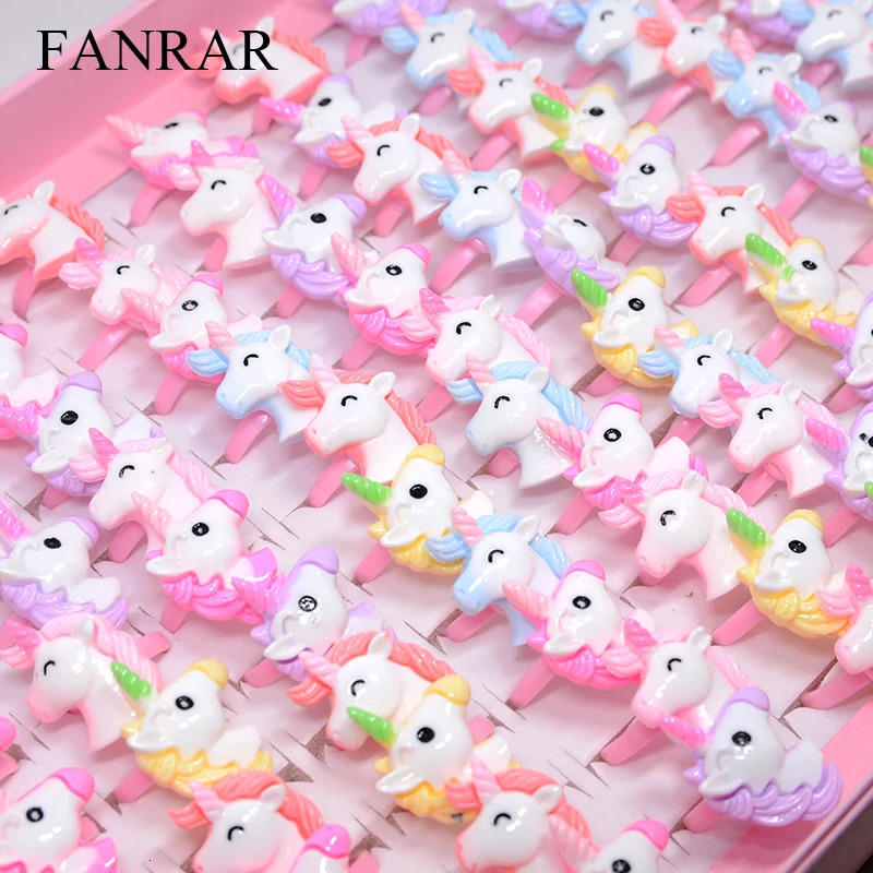 Wholesale Bulk 50/100PCS Cartoon Animal Flower Princess Finger Girls Kids Rings Children Birthday Party Supplies Toy Gifts 250304