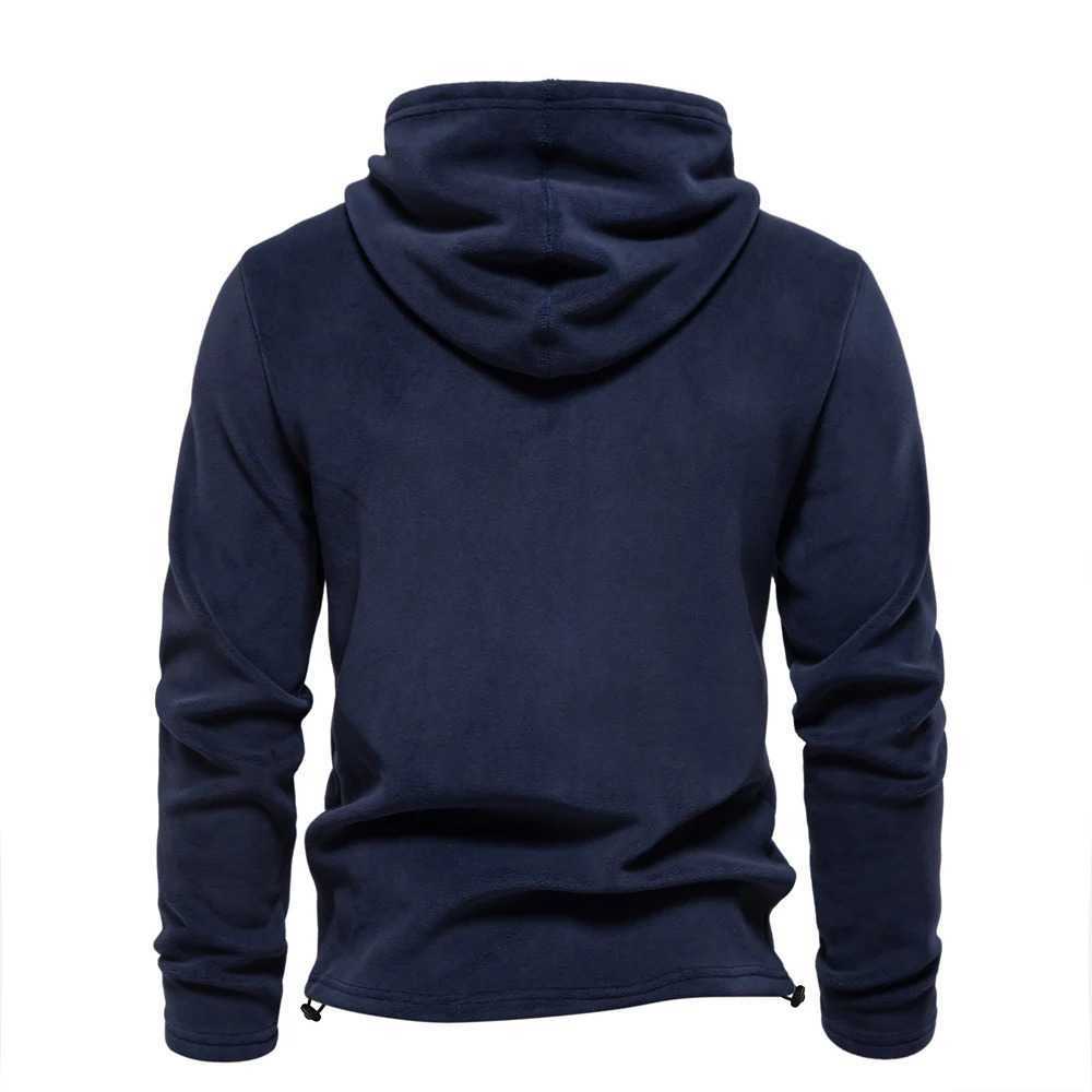 AIOPESON Mens Winter Solid Wool Hoodie High Quality Warm Casual Drawstring Hat Sports Sweater Soft Shell 250304