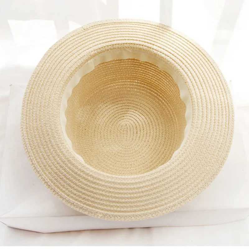 New Parent-child Summer New Womens Sun Hat Bucket c beige lace Bowknot Flowers Ribbon Flat top Str Hat Beach Cs PanamaXJ250304