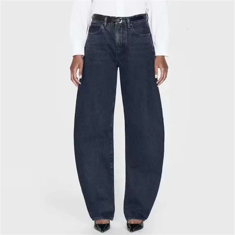 Women's Jeans New High Waisted Slim Fit Women's For Summer 2025 Retro Washed Pure Cotton Straight Wide Leg Pants