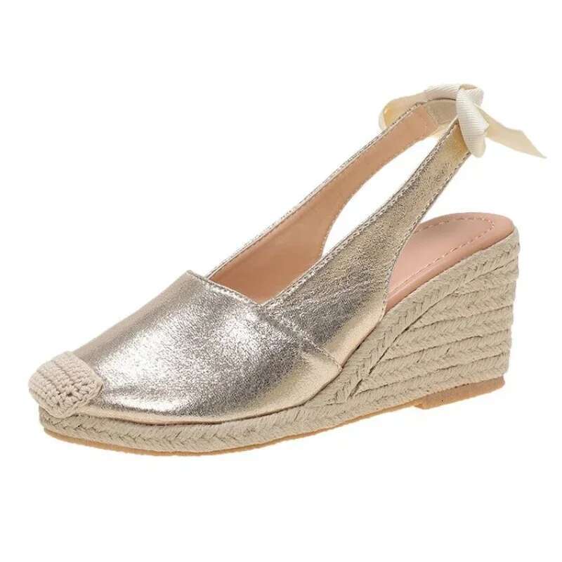 Wedges for 2025 Women Closed Toe Bandage Espadrille Stylish Shoes Platform Sandals atos De Mujer