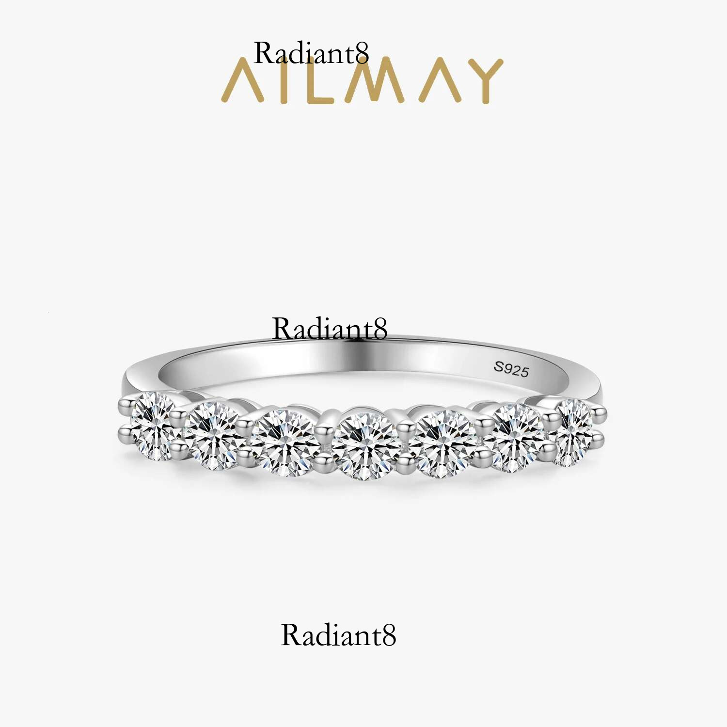 Ailmay 100% Sterg Sier Stackable Round Dazzg Cubic Zirconia Rings for Women Wedding Engagement Jewelry Gift