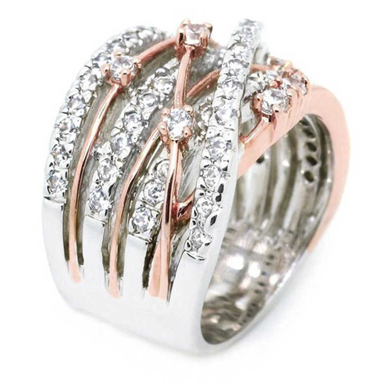 Couple Rings New Sparkling Diamond Micro Set Zircon Ring Creative Womens Cross Colored Ring R5037 H25303 V4LL