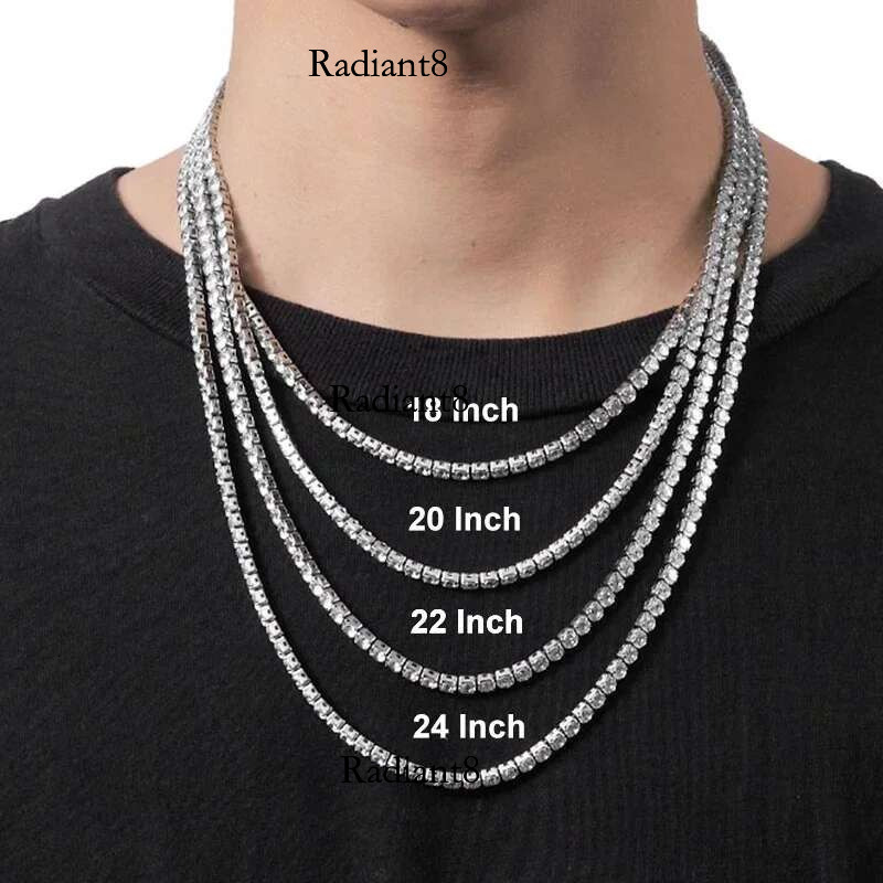 NeeTim Sterg Sier Real Moissanite Tennis Necklace Bracelet for Women Men Lab Dias with GRA Certificate Neck Chain