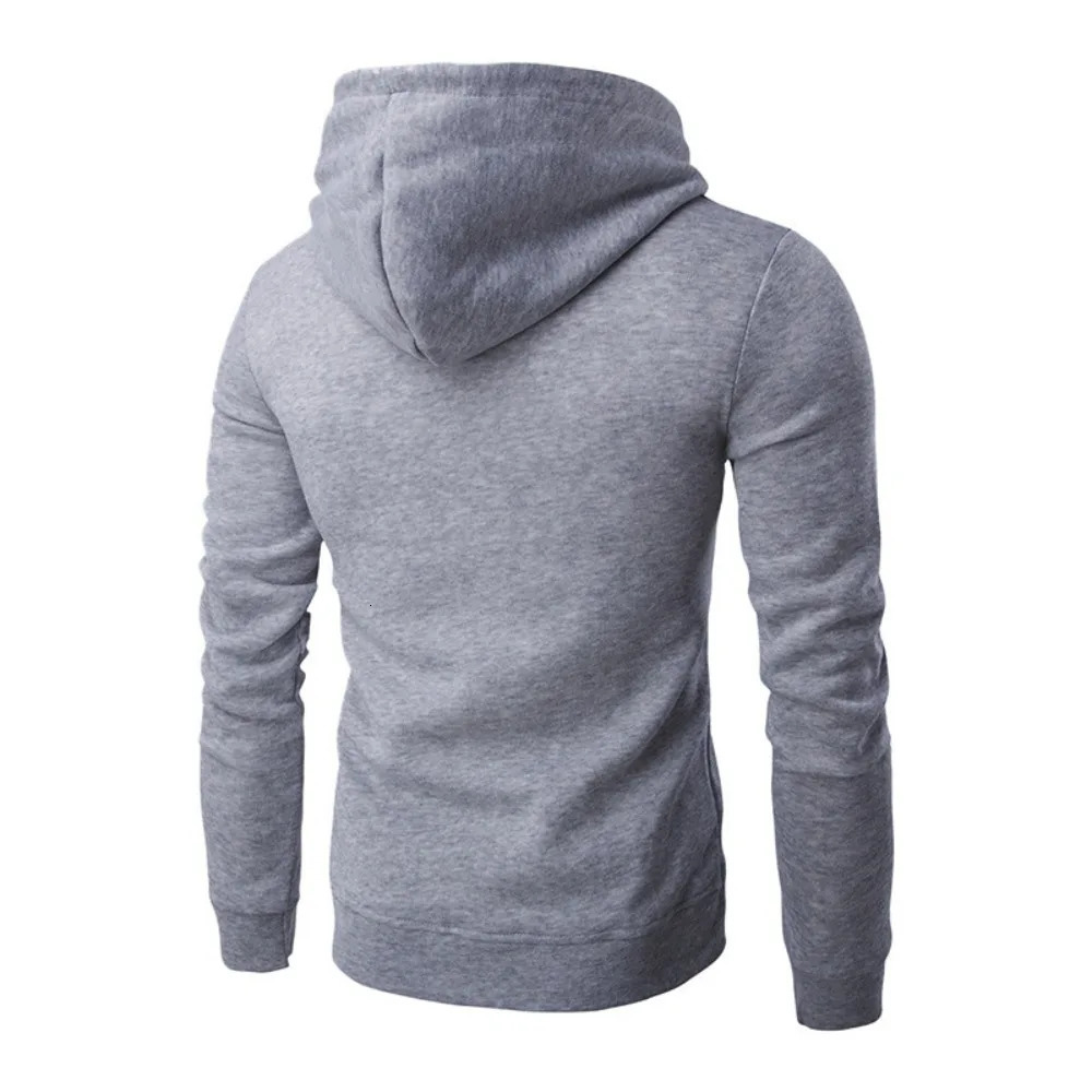 Mens Hoodie Solid Color Basic Hooded Jacket Cardigan Sweatshirt Spring Autumn Casual Men Streetwear Tracksuit Male 250304