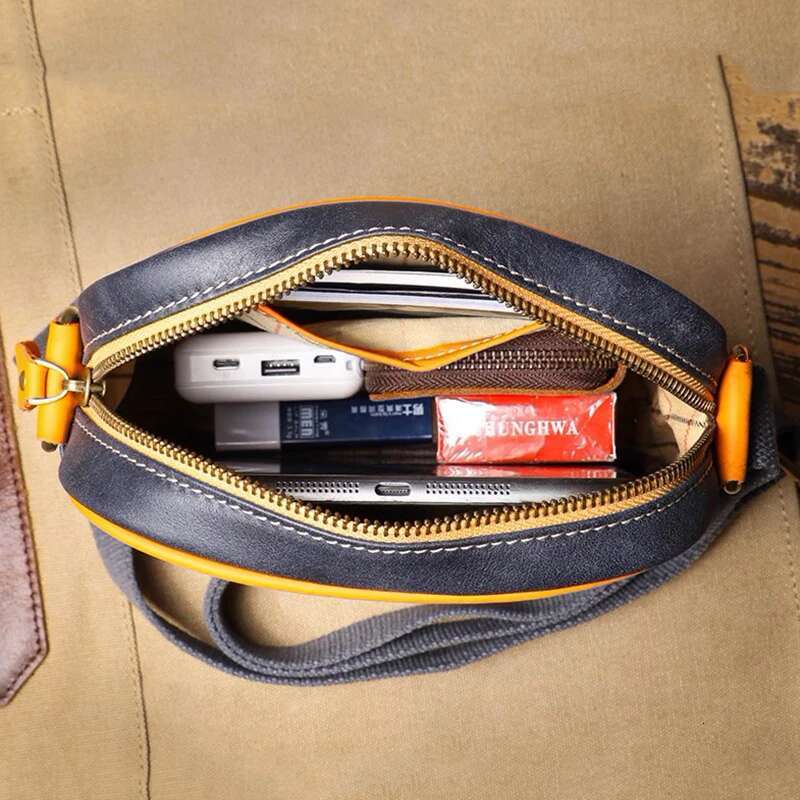 Vintage Genuine Leather Men's Shoulder Casual Minimalist Crossbody 7.9-Inch Ipad Bag Leathfocus