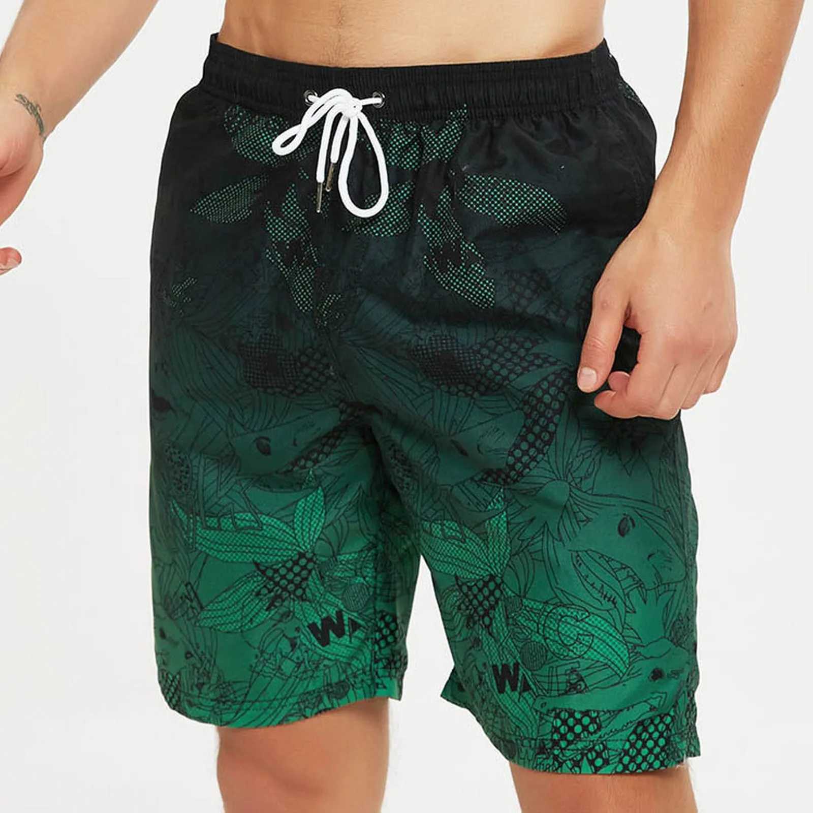 Large Size 5 Pants Shorts Beach Surfing Gradient Color Changing Beach Pants MenS Swimming Trunks Yoga Shorts MenT250304