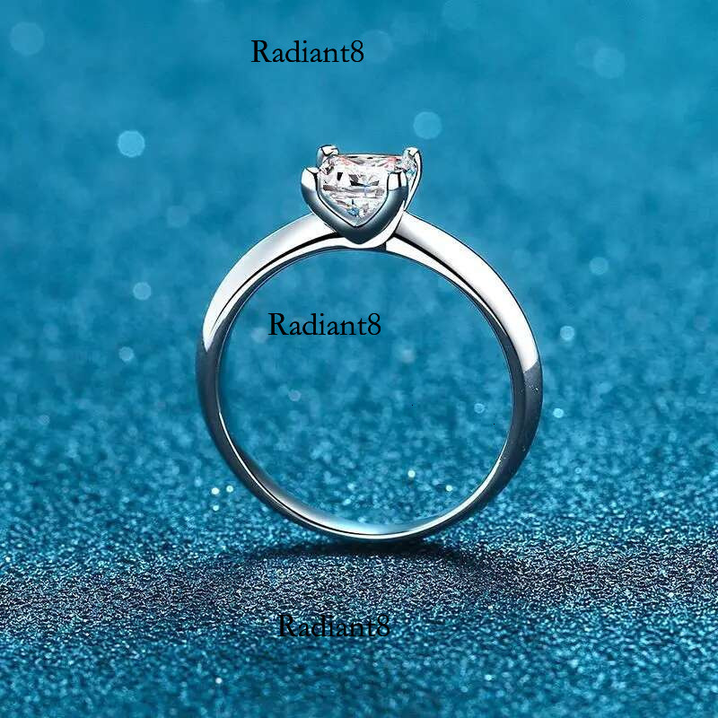 Knobspin Pricess Cut Moissanite Ring Sterg Sliver 1CT 2CT D VVS1 Lab Dia with GRA Fine Wedding Rings for Women