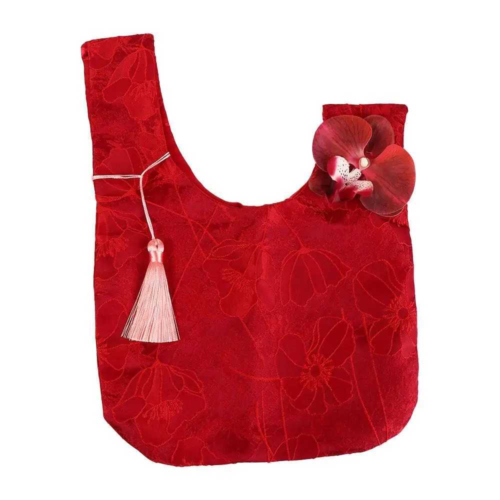 Cheongsam Accessories Tassel Knot Wrist Bag Flower Pendant Red Embroidery Handbag Wedding Candy Bag Small Item Pouch Z250303