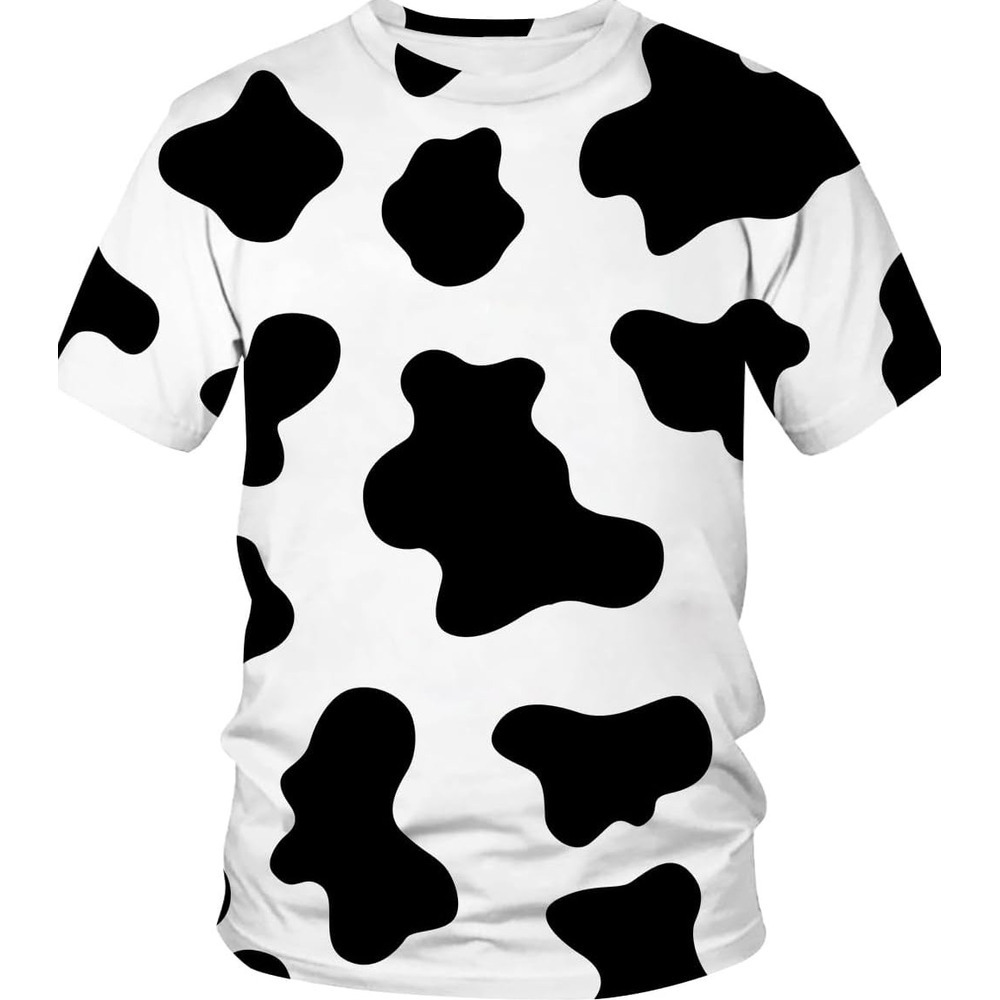 Mens T shirt Men Women 3D Cow Print Funny Short Sleeve Tshirts Fashion Crewneck T-Shirts tee Casual tops summer clothes Cute pattern cool
