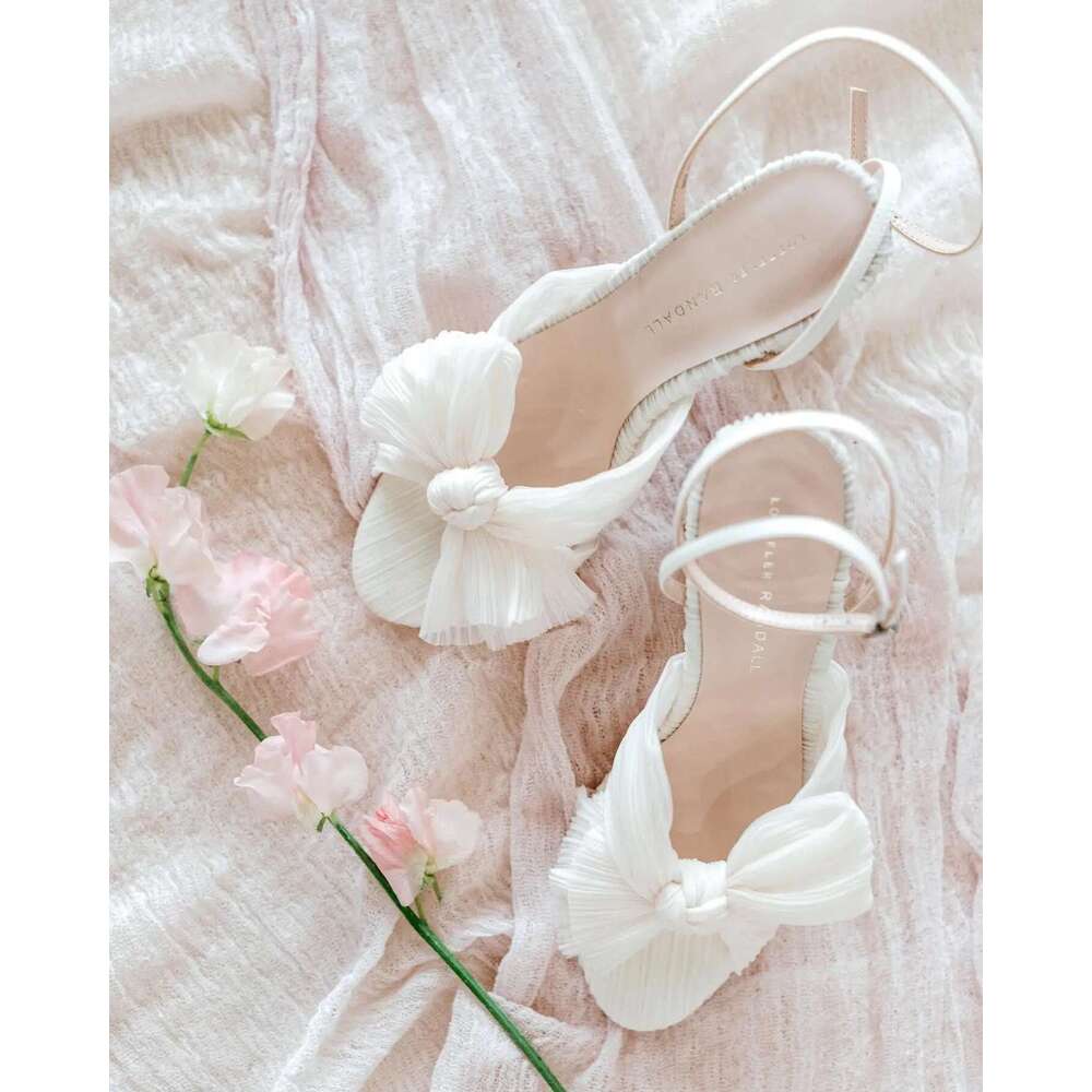 Sandals Ankle Strap For Women Bow Knot Open Toe Wedding Shoes Hot Sale 2025 Summer Brand New Chunky Heel Elegant Comfy