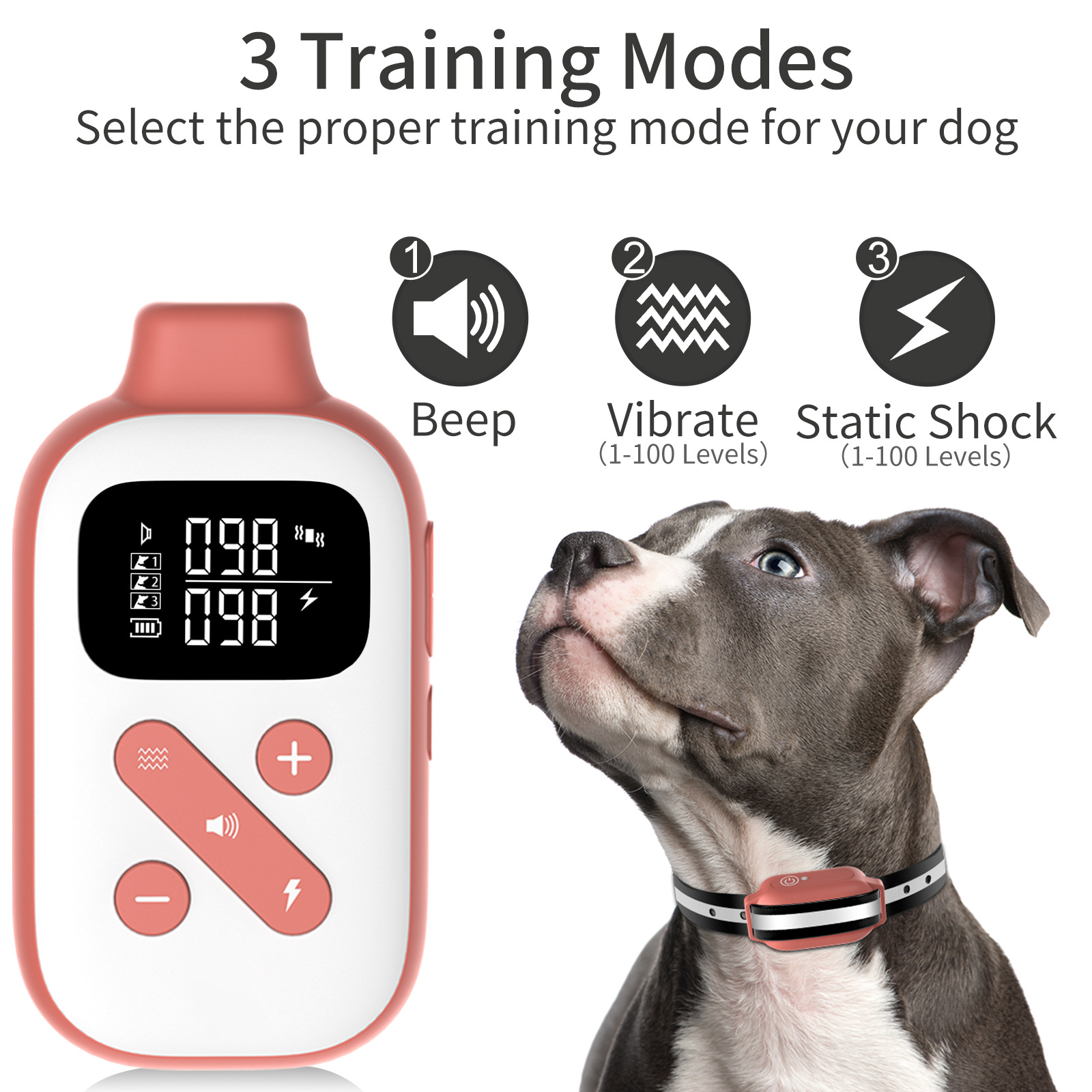 2-in-1 Bark and Shock Collar for Dogs, Smart Anti Barking Dog Training Collar with 5 Adjustable Sensitivity, Automatic Bark Collar with Remote, Vibrat