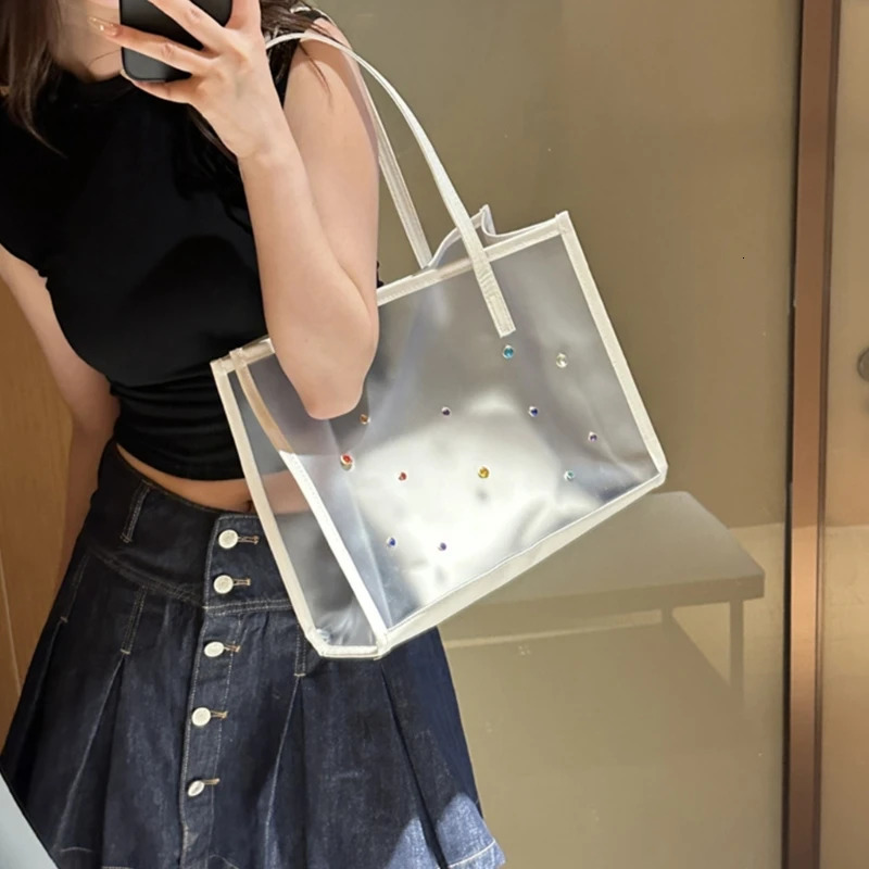 2pcs/set Fashionable Transparent Shoulder Bag for Ladies Great for Beach Trips Daily Commutes and Shopping 250305ww