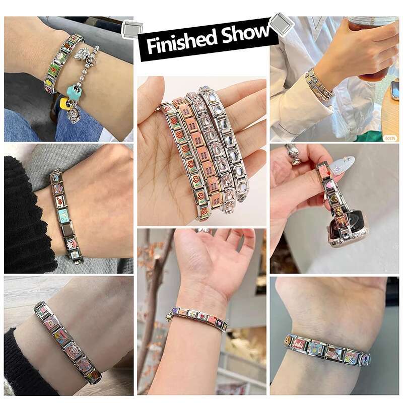 Fashion Vintage Words Moon Leaves Cross Square Charm k Beads Stainless Steel Fit 9mm Italian Bracelet DIY Making Gift