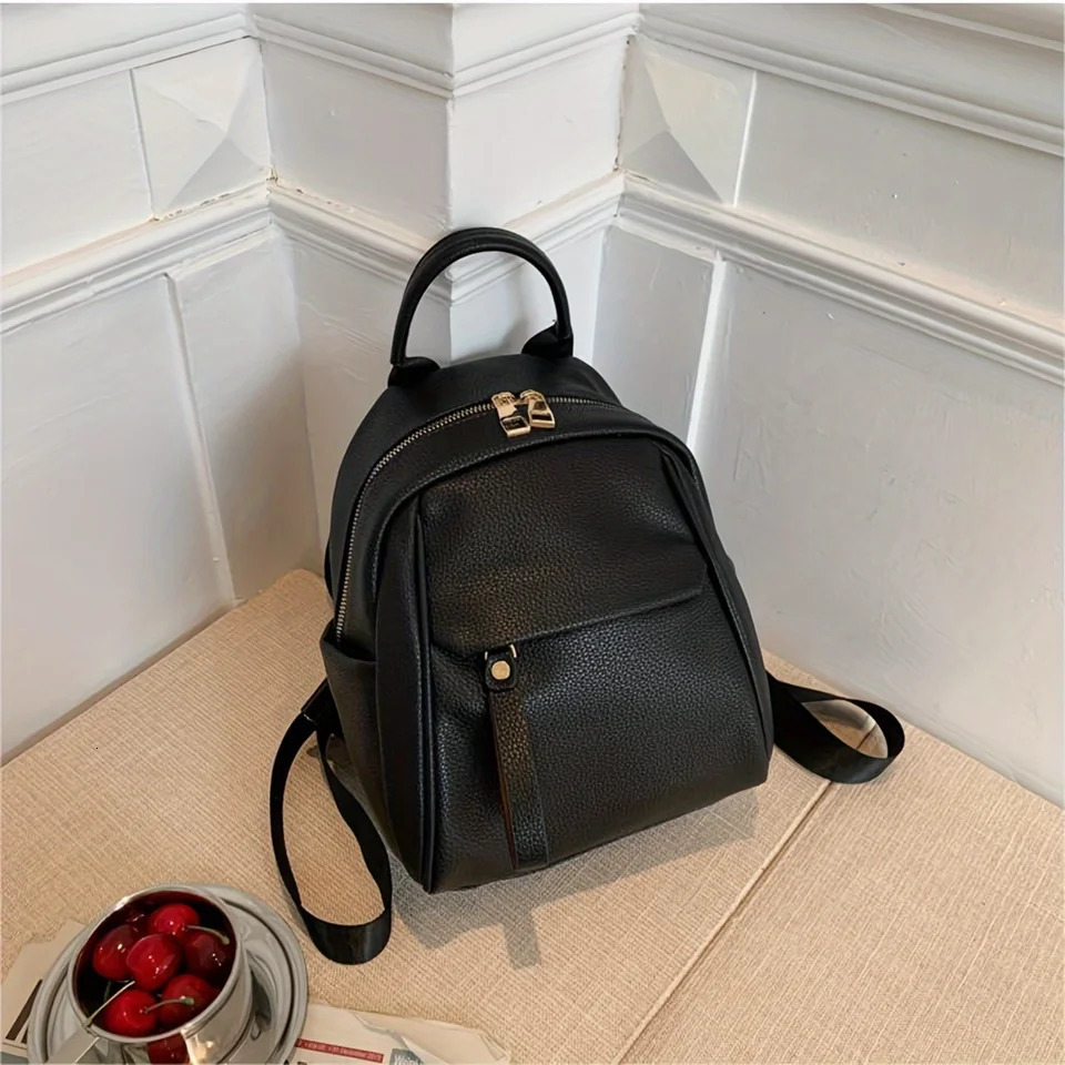 Ship from US Womens Mini Backpack Purse Small PU Leather Rucksack With Zip Closure Adjustable Straps Fashion Shoulder Bag 250304FBB