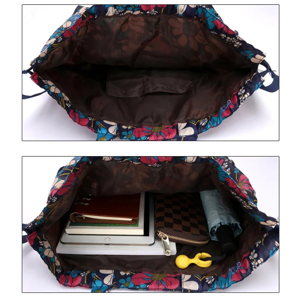 Ship from US Foldable Women Backpack Drawstring Shopping Bag Portable Waterproof Antitheft Large Capacity Ultralight Outdoor Sport Yoga 250304FBB