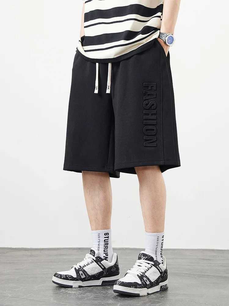 Mens Shorts Summer Clothes Fashion Letter Printed Casual Sweatpants Solid Color Loose Cotton Short Pants Male Straight ShortsT250304
