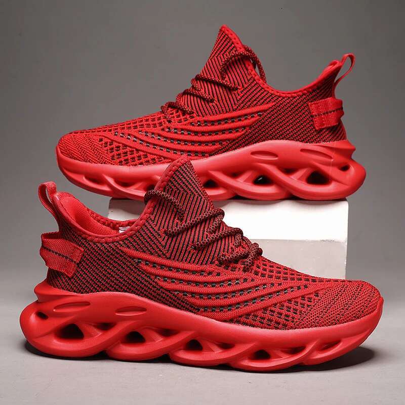 Men Comfortable Sneakers Breathable For Mesh Tennis Sports Running Wag Outdoor Red Flying Weave Women Slip-on Gym Shoes