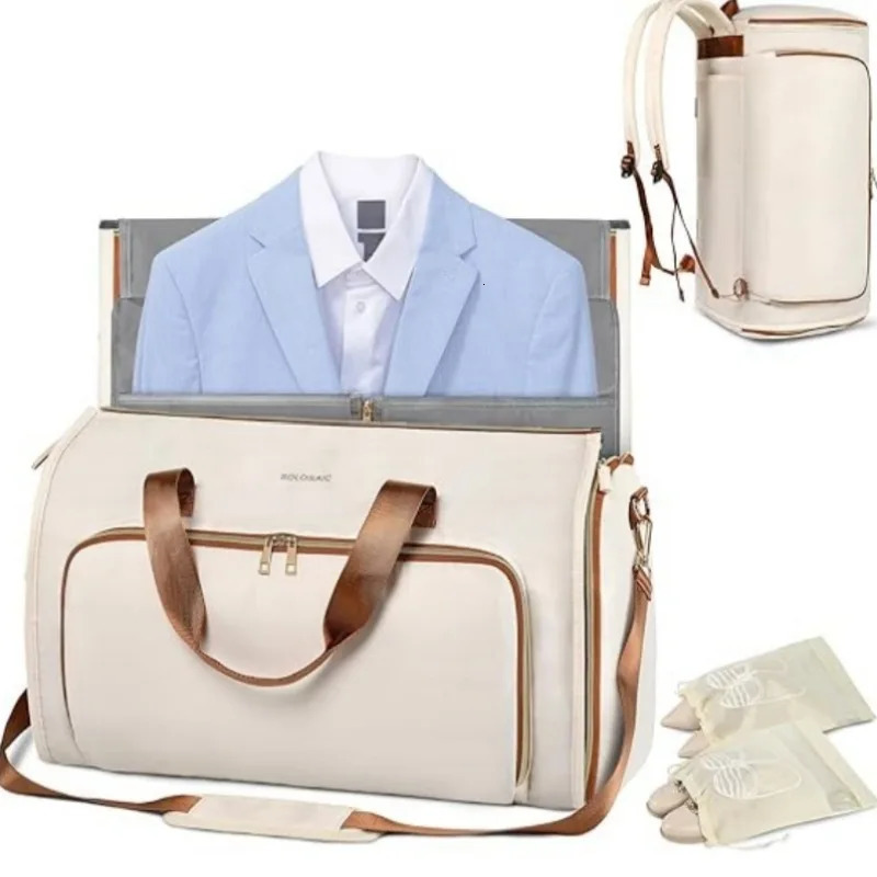 fashion travel suit bag convertible clothing bag wear-resistant folding storage hanging bag can be crossbody backpack 250303