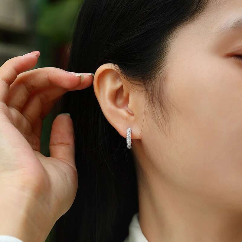 Smyoue Plated D VVS1 All Moissanite Hoop Earrings for Women Pass Dia Test S Sterg Sier Ear Jewelry Wholesale GRA