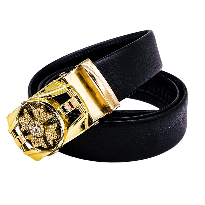 Men's belt black automatic buckle head belt light luxury Korean version of the trend of business formal black belt