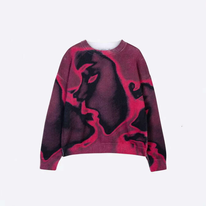Spring new Harajuku 3D printed thick needle round neck sweater sweatshirt unisex Y2K loose fit