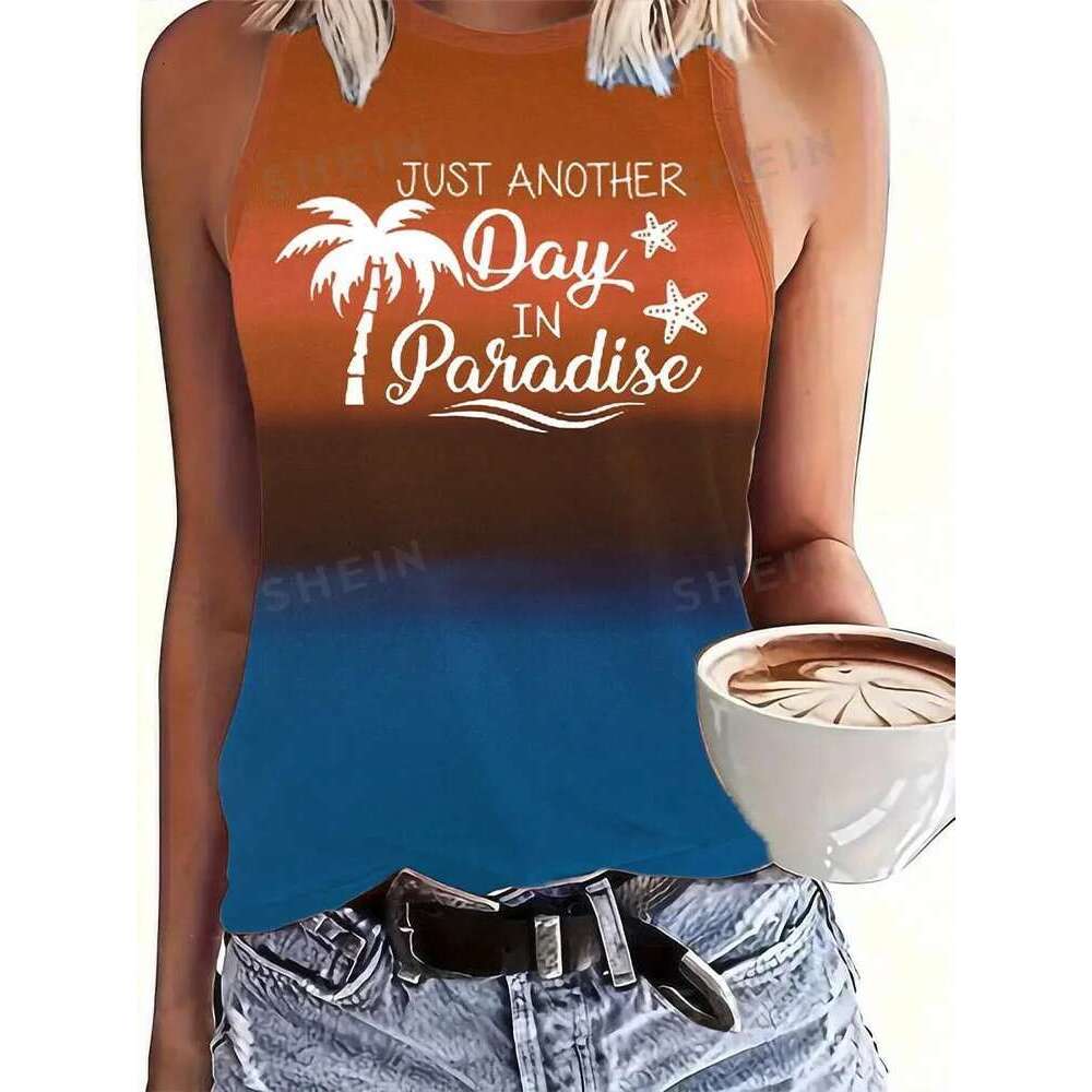 And Vintage Black White Striped Print Street Fashion Women's O-neck Tank Summer Outdoor Beach Casual Top