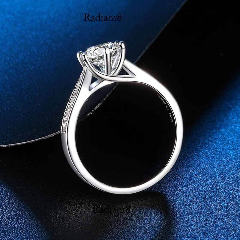 NKHOG 0.5-3ct Moissanite Wedding Rings Women Sterg Sier Plated White Gold Ring Engagement Promise Band Jewelry