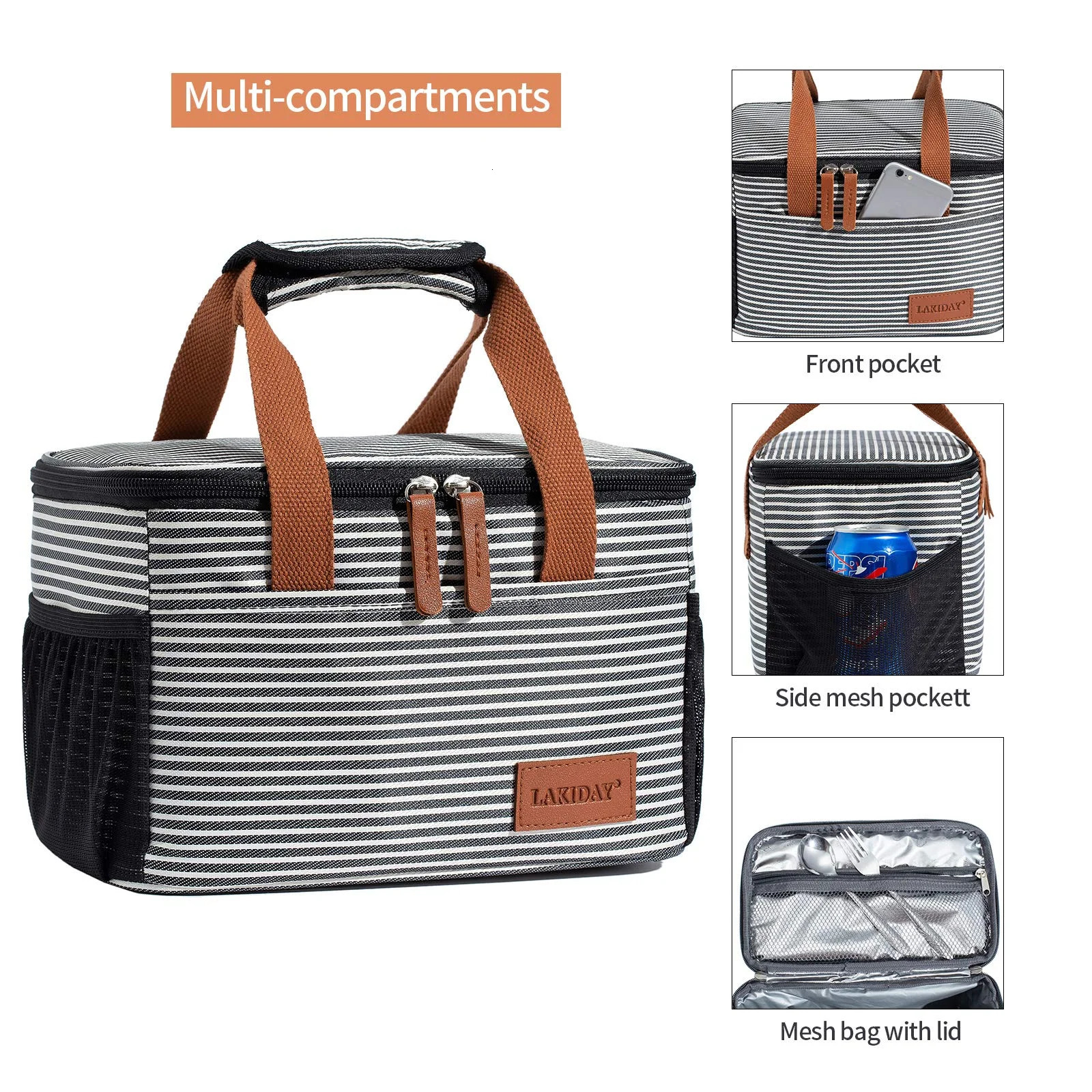 Portable Cooler Bag Picnic Lunch Bag Container Basket Drink Food Delivery Bag Thermal Insulated Lunch Box Work Camping Travel 250228
