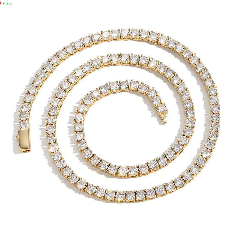 LH Jewelry Stainless Steel Cubic Zirconia Dia Tennis Choker Women Gold Plated CZ Necklace Valentine's Day Gift