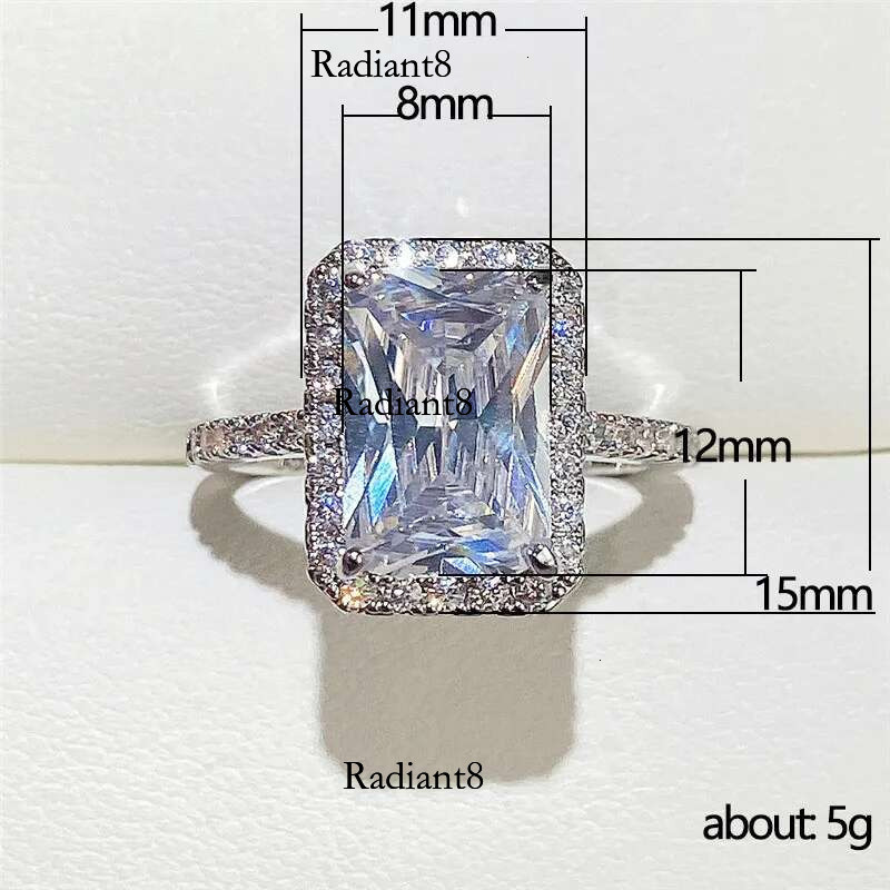 Lihong Light classic sterg sier square moissanite ring as a jewelry gift for women's engagement party